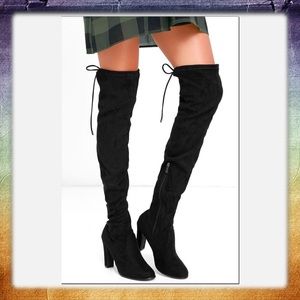 Black Suede Over-Knee Boots